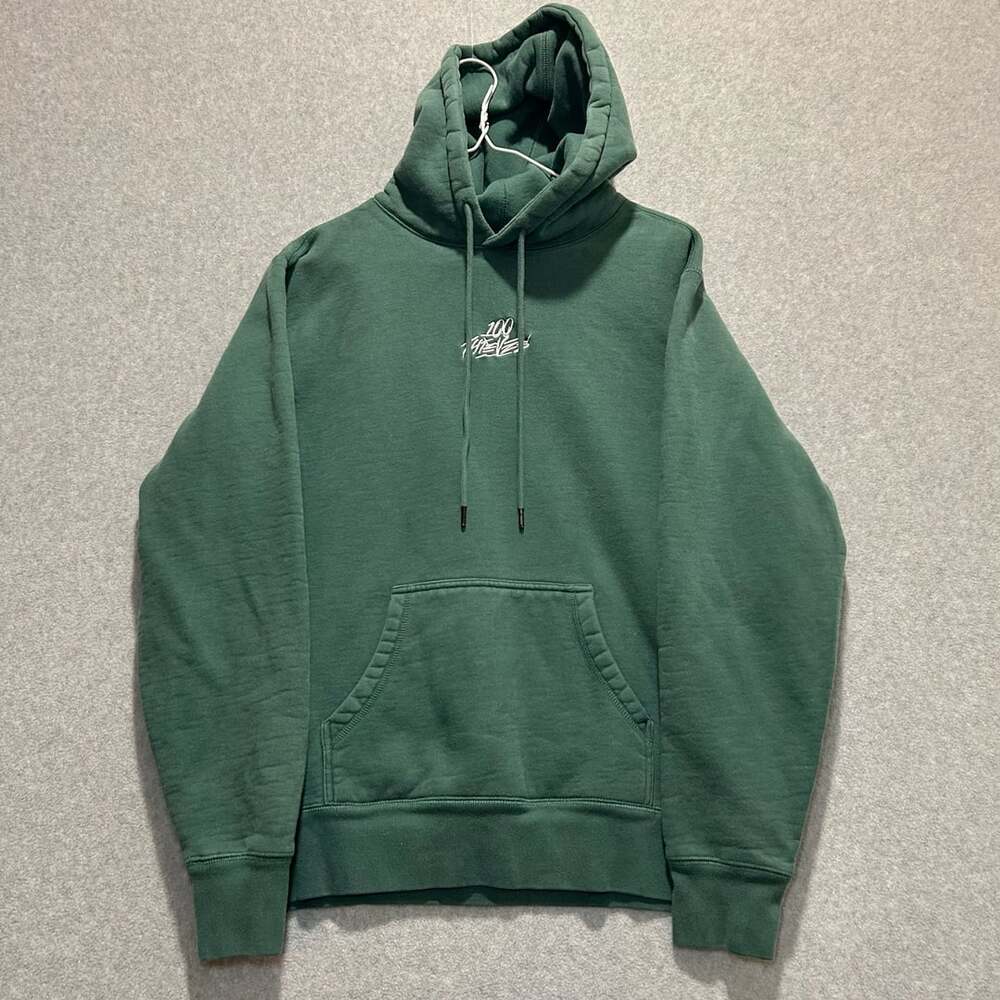 100 Thieves Men’s Green Hoodie Logo Embroidered Pullover Size M
